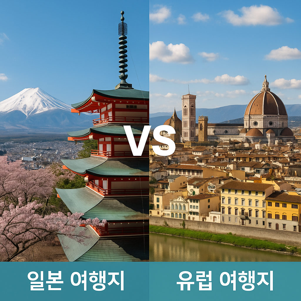 일본 여행지 VS 유럽 여행지 이미지