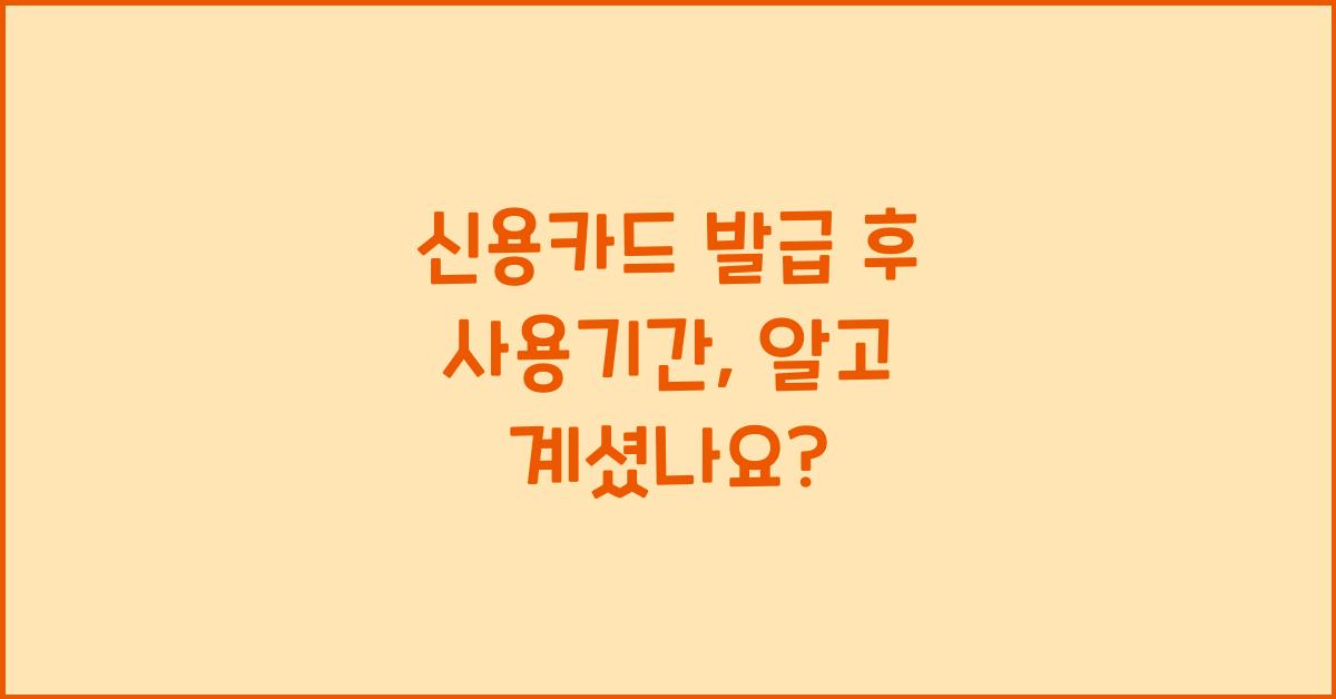 신용카드 발급 후 사용기간