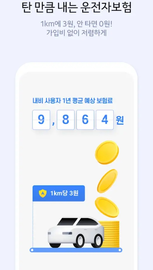 나의 운전 습관 점수를 확인하고 안전 운전에 따른 혜택을 살펴보는 화면