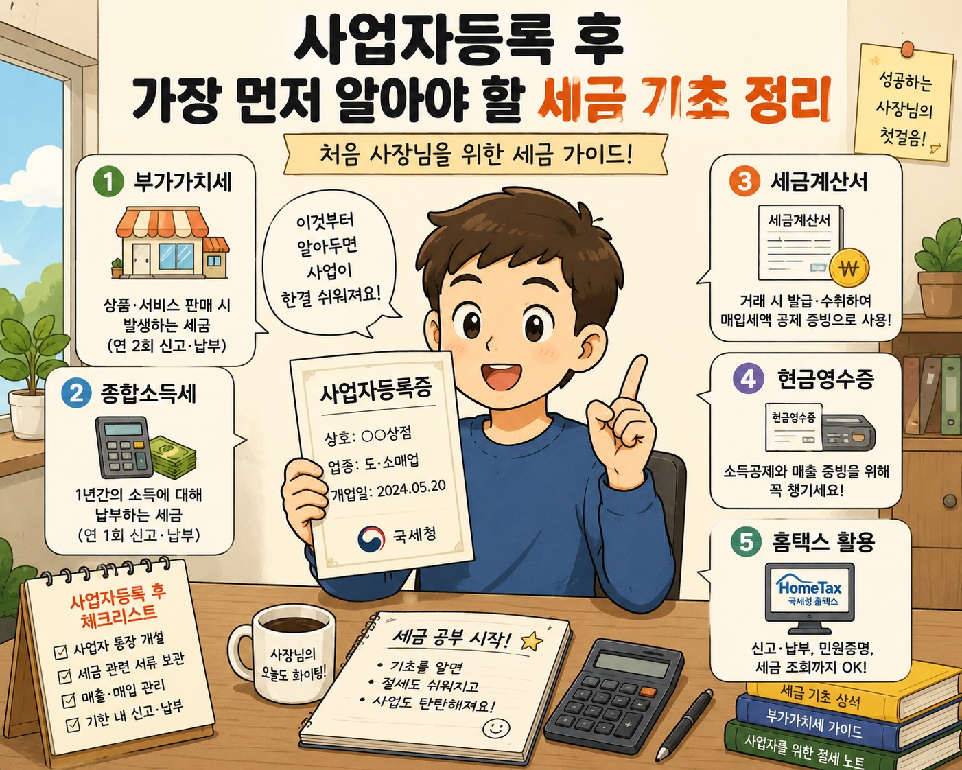 사업자등록 후 꼭 알아야 할 3대 세금 기초 요약 인포그래픽