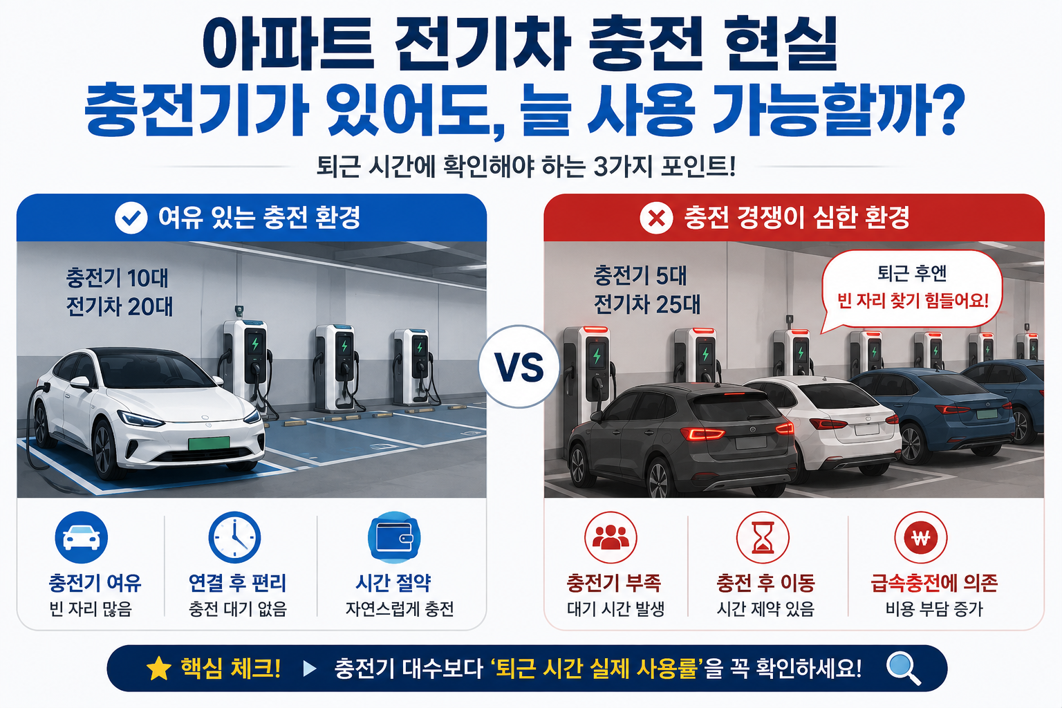 아파트 충전기 그림과 함께 ‘충전기 대수보다 저녁 사용률 확인’이라는 한 문장만 크게 보여주는 모바일 이미지