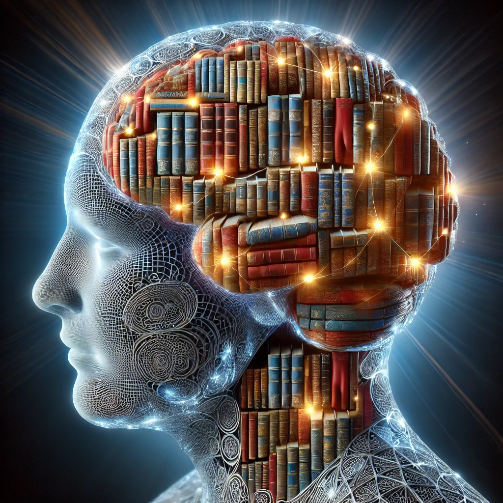 A human brain made of books