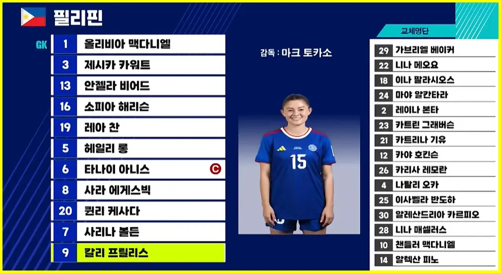 필리핀 1차전 선발 라인업