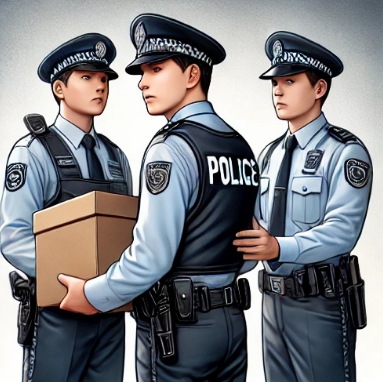 경찰3명이 서 있는 모습