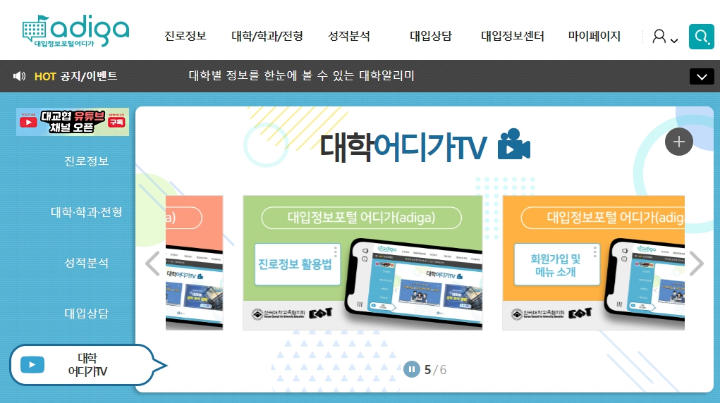 대학 입시 정보 사이트