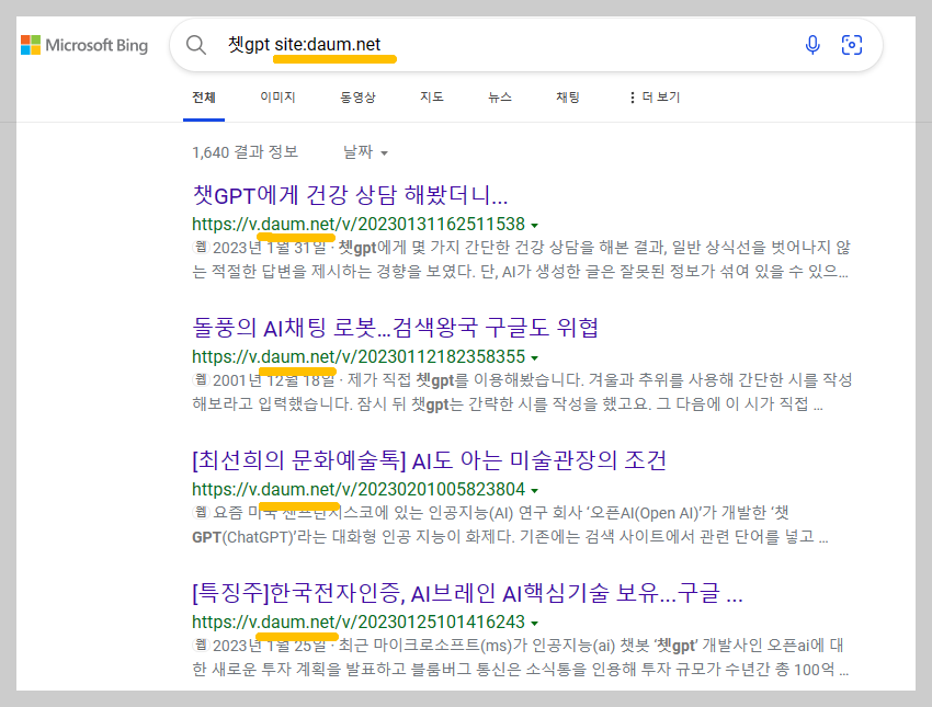 검색에서 티스토리나 네이버만 보기