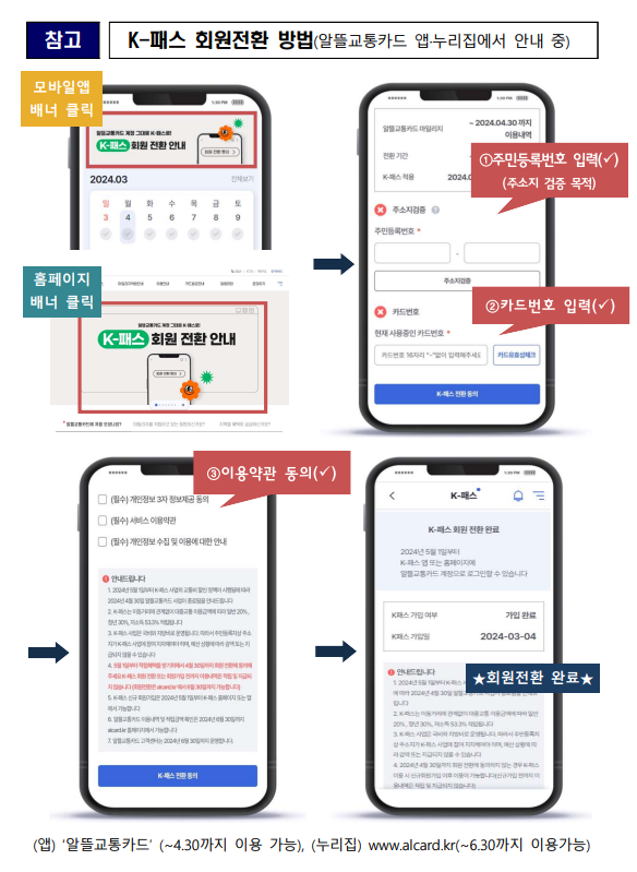 K패스 회원 전환 방법