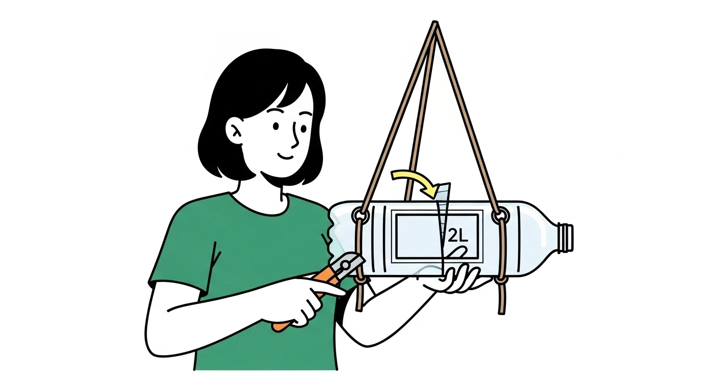 좁은 베란다도 OK! 벽 뚫지 않고 페트병으로 '수직 정원(행잉 화분)' 만들기 (공기정화 식물 추천)