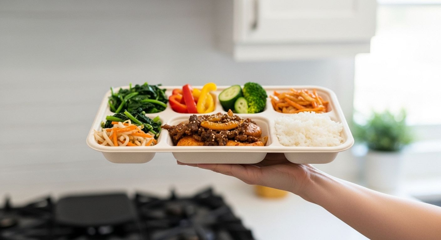 체지방 식단 식판을 든 손