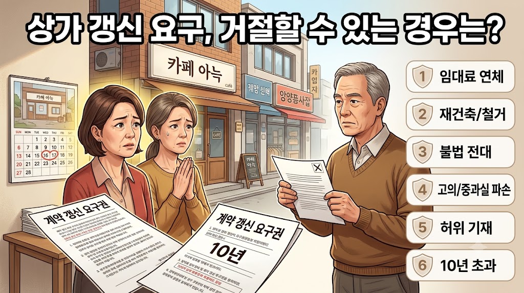 상가 임대차 계약 갱신 요구권 - 임대인이 법적으로 거절할 수 있는 사유와 10년 보장 기간 안내