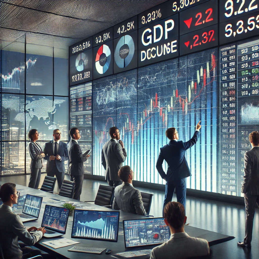 GDP 하락으로 애널리스트들이 긴장하는 모습