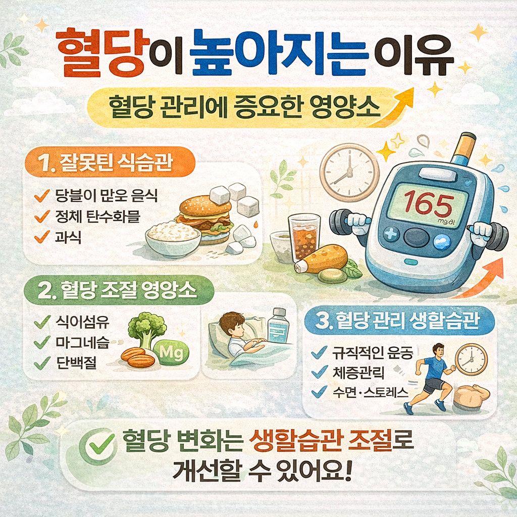 혈당이 높아지는 이유, 혈당 관리에 중요한 영양소