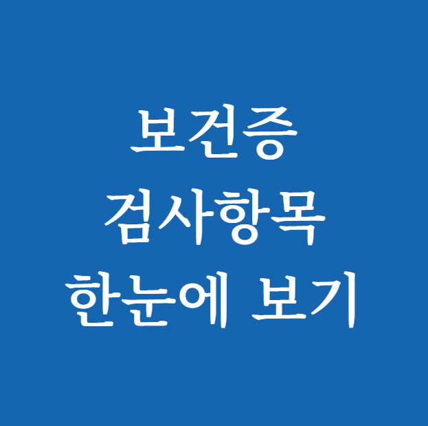 보건증 검사항목 한눈에 보기