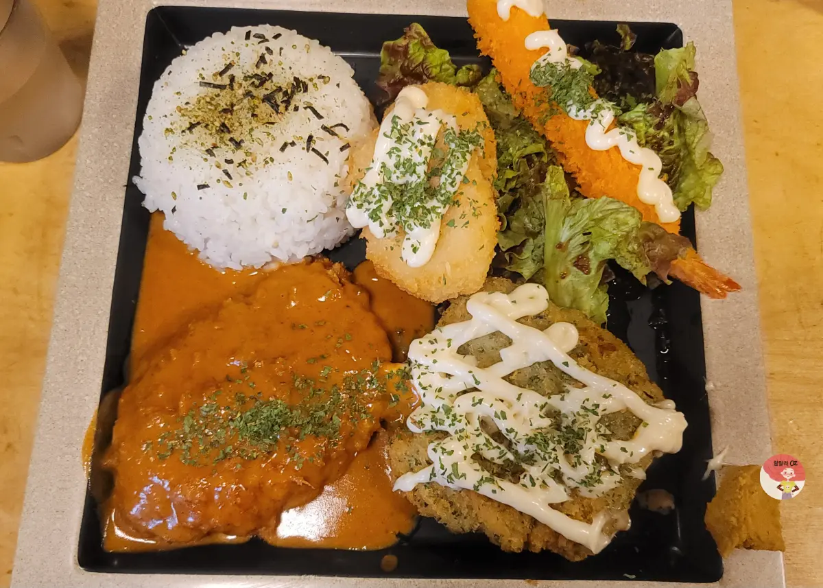 긴자료코 다산점 모둠세트-돈까스와 새우 등 여러가지 튀김과 밥