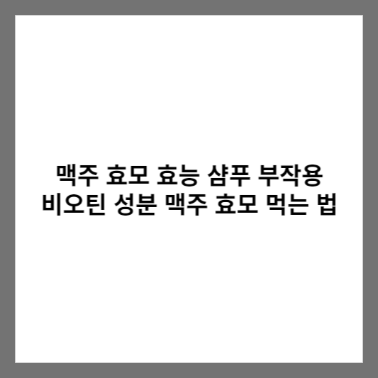 맥주 효모 효능 샴푸 부작용 비오틴 성분 맥주 효모 먹는 법