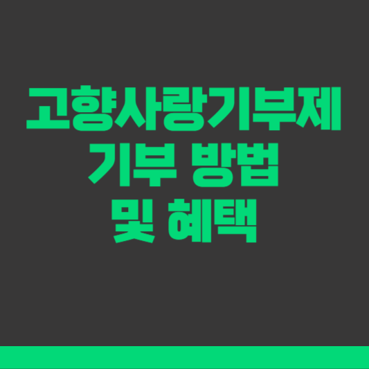 고향사랑기부제 기부 방법 및 혜택