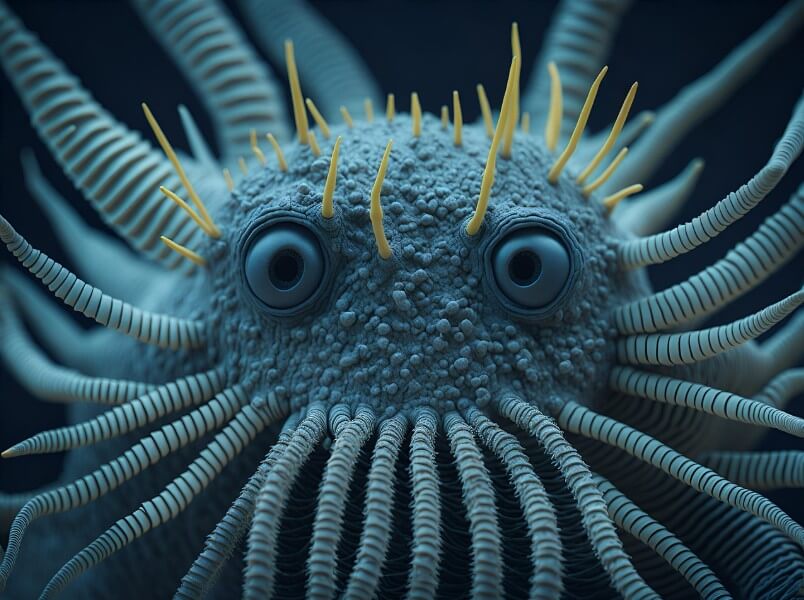 정면을 바라보고 있는 세균