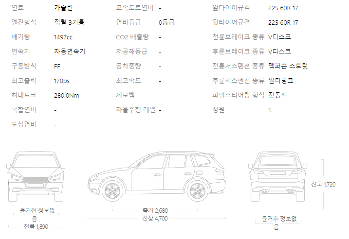 쌍용 토레스 가격 제원 연비 정보