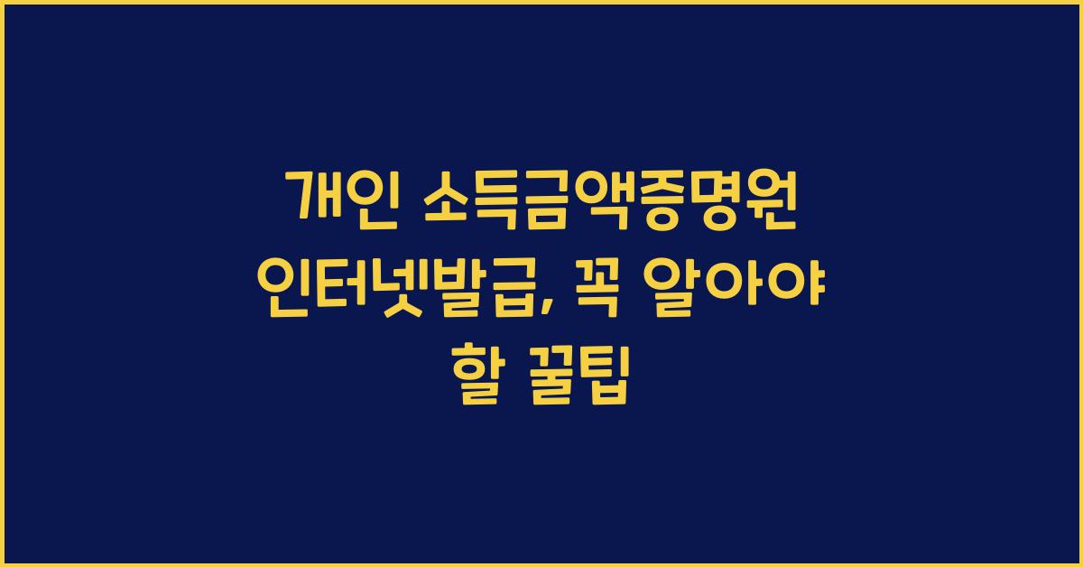 개인 소득금액증명원 인터넷발급