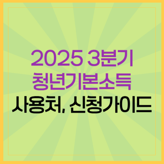 청년기본소득 사용처 &amp; 3분기 신청 가이드