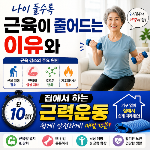 나이 들수록 근육이 줄어드는 이유와 집에서 하는 근력운동 10분