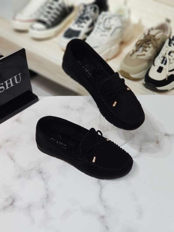 한슈 베크 스웨이드 리본 기모안감 로퍼 단화 se HS01302