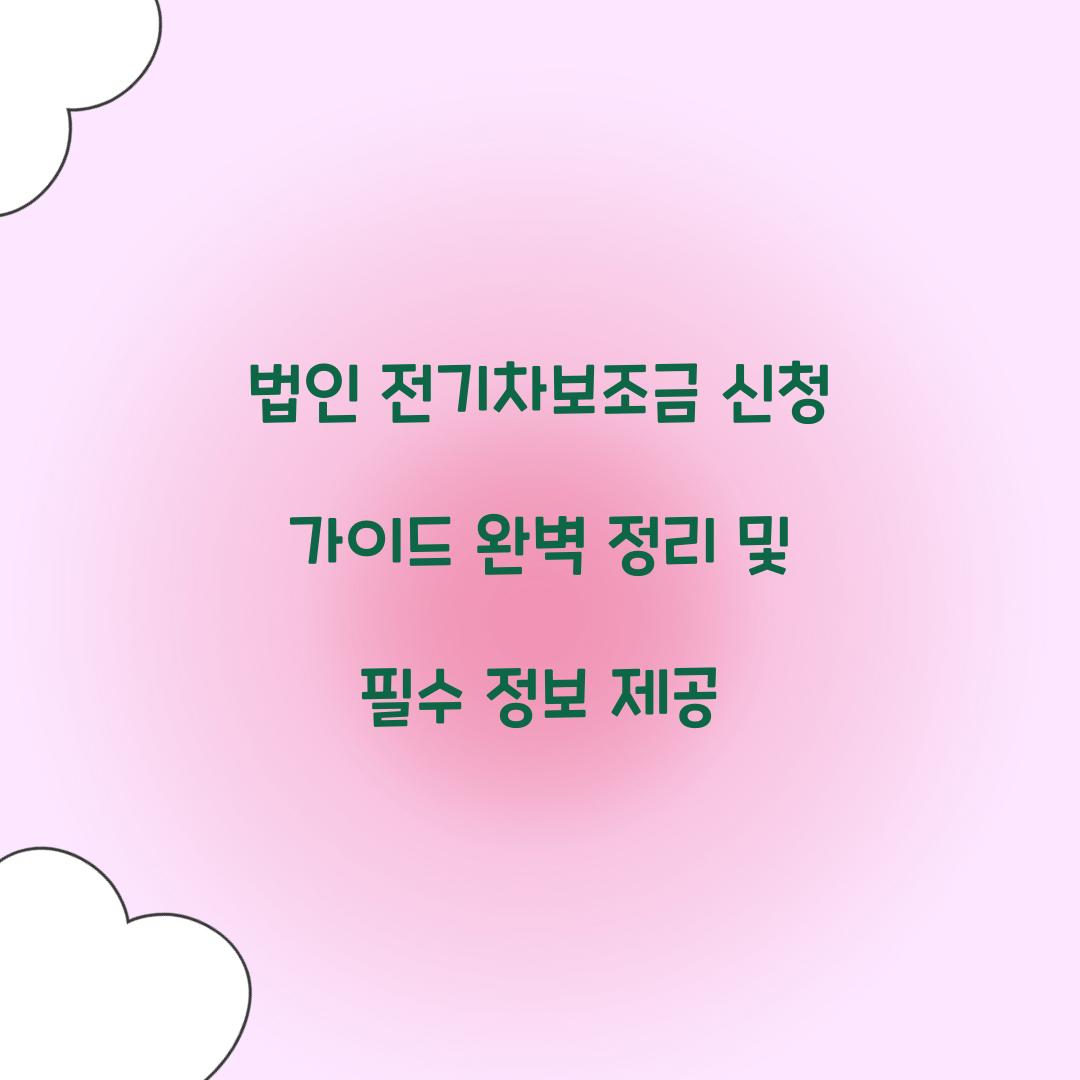 법인 전기차보조금 신청 가이드