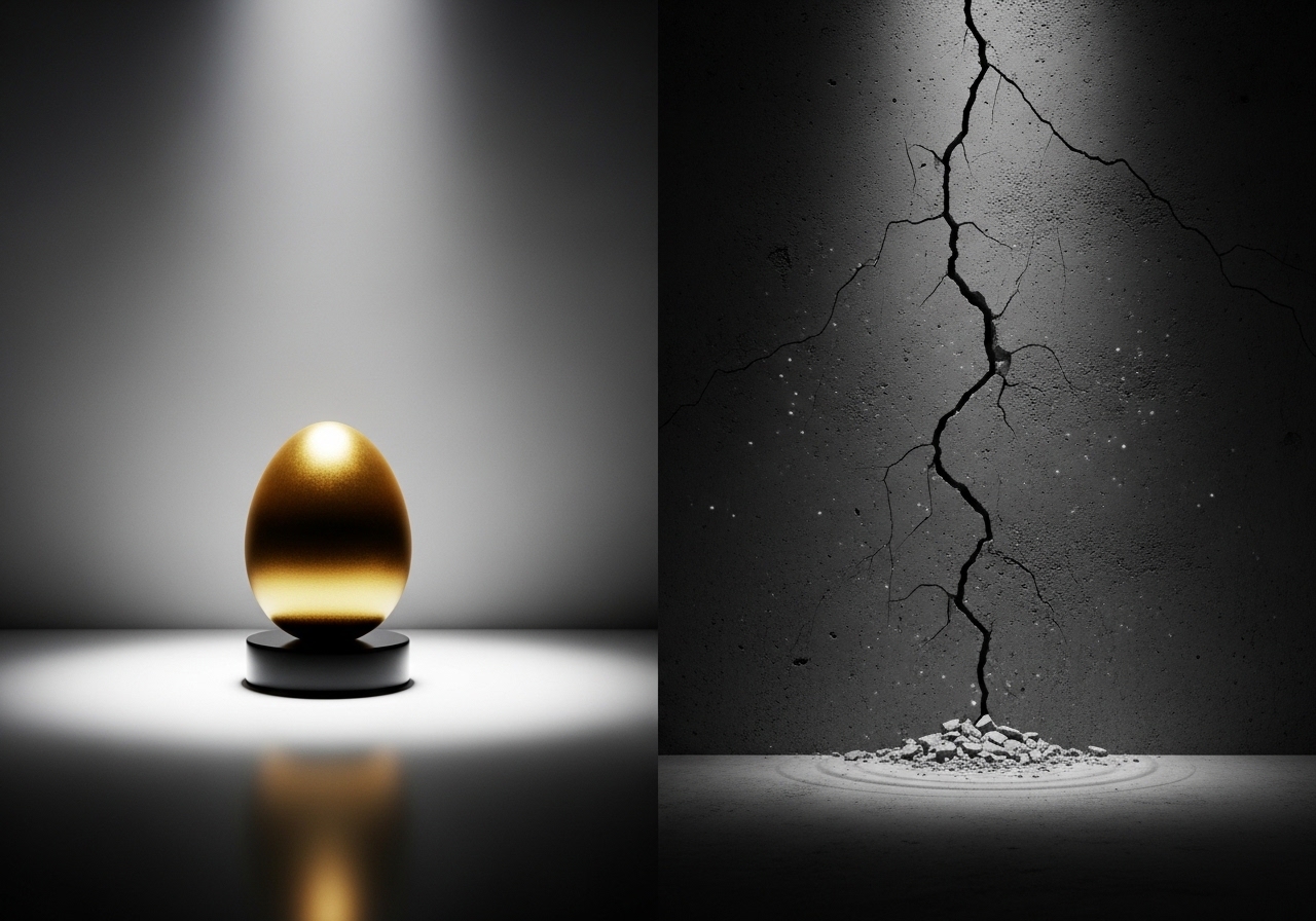 황금알(좌), 금간 벽(우) 대비 이미지