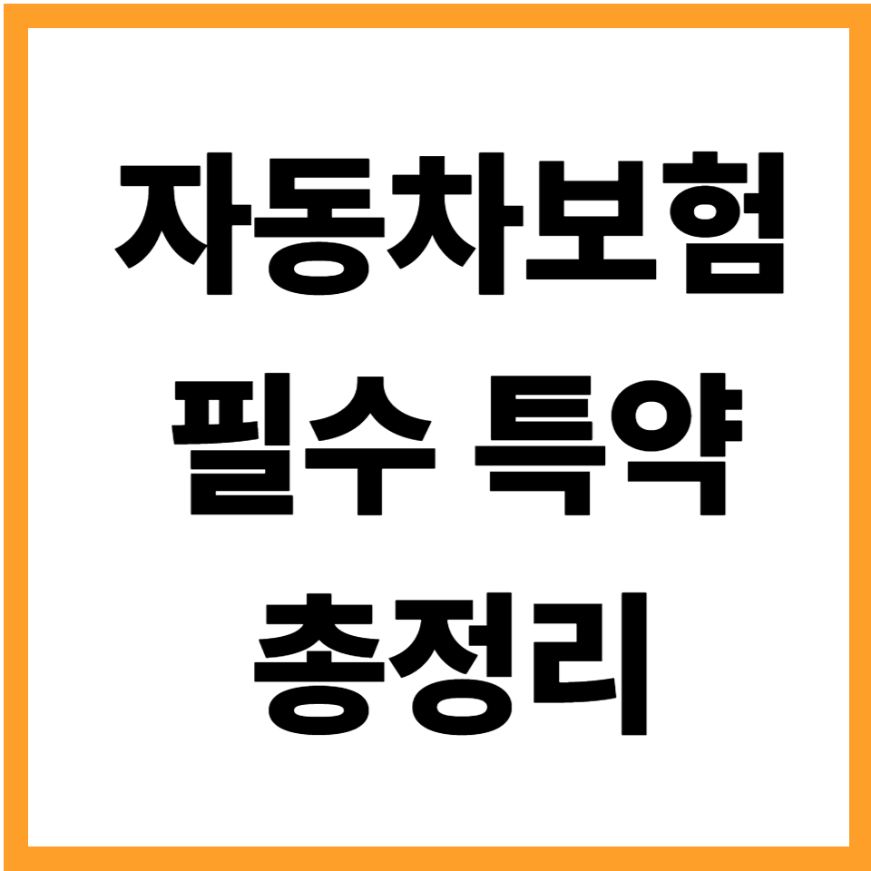 자동차보험 필수 특약 총정리 대물 대인 자차 긴급출동