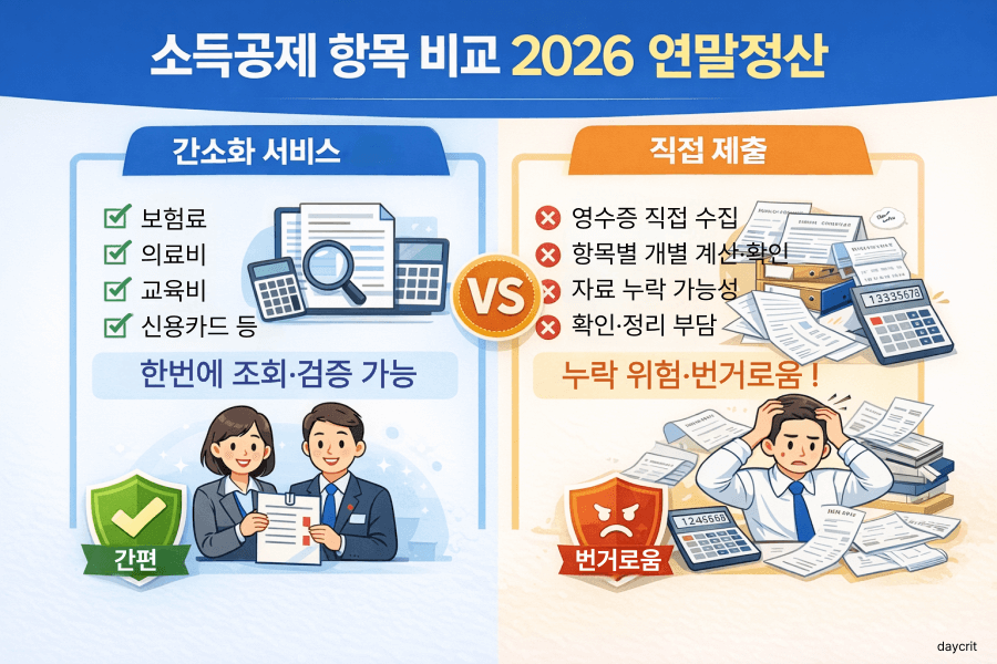 소득공제 항목 비교 이미지 &middot; 2026 &middot; 연말정산