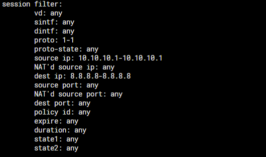 diagnose sys session filter