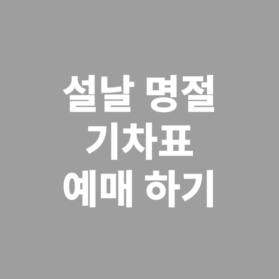 설날 명절 기차표 예매