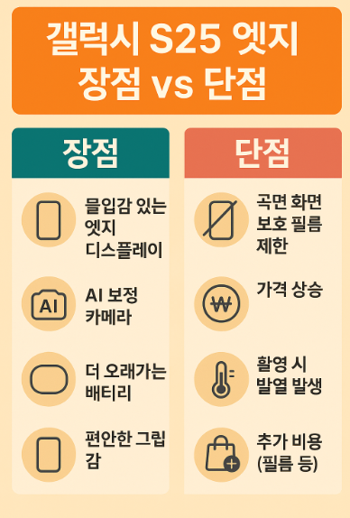 갤럭시 S25 엣지 장단점 비교 이미지