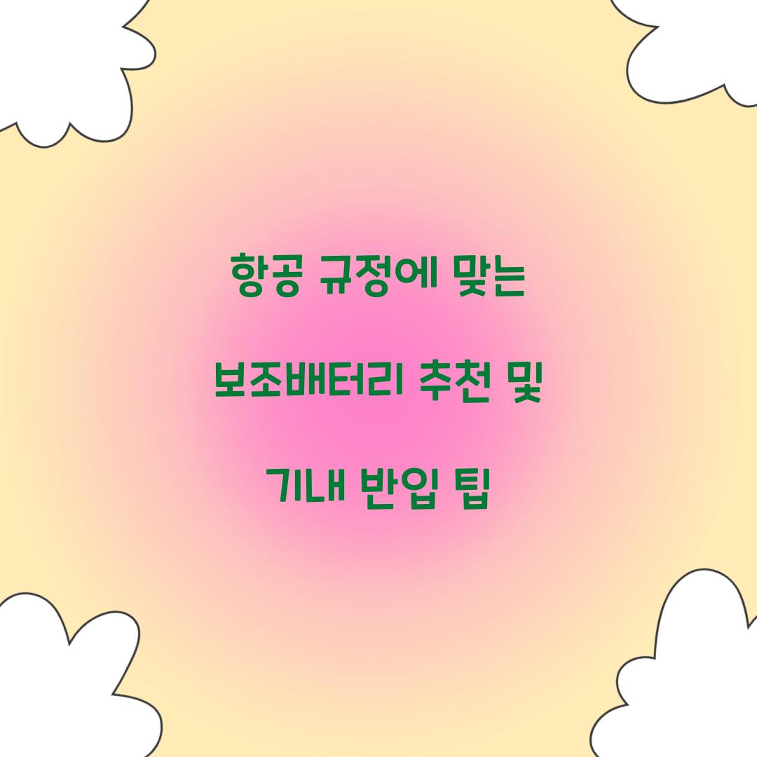 항공 규정에 맞는 보조배터리 추천