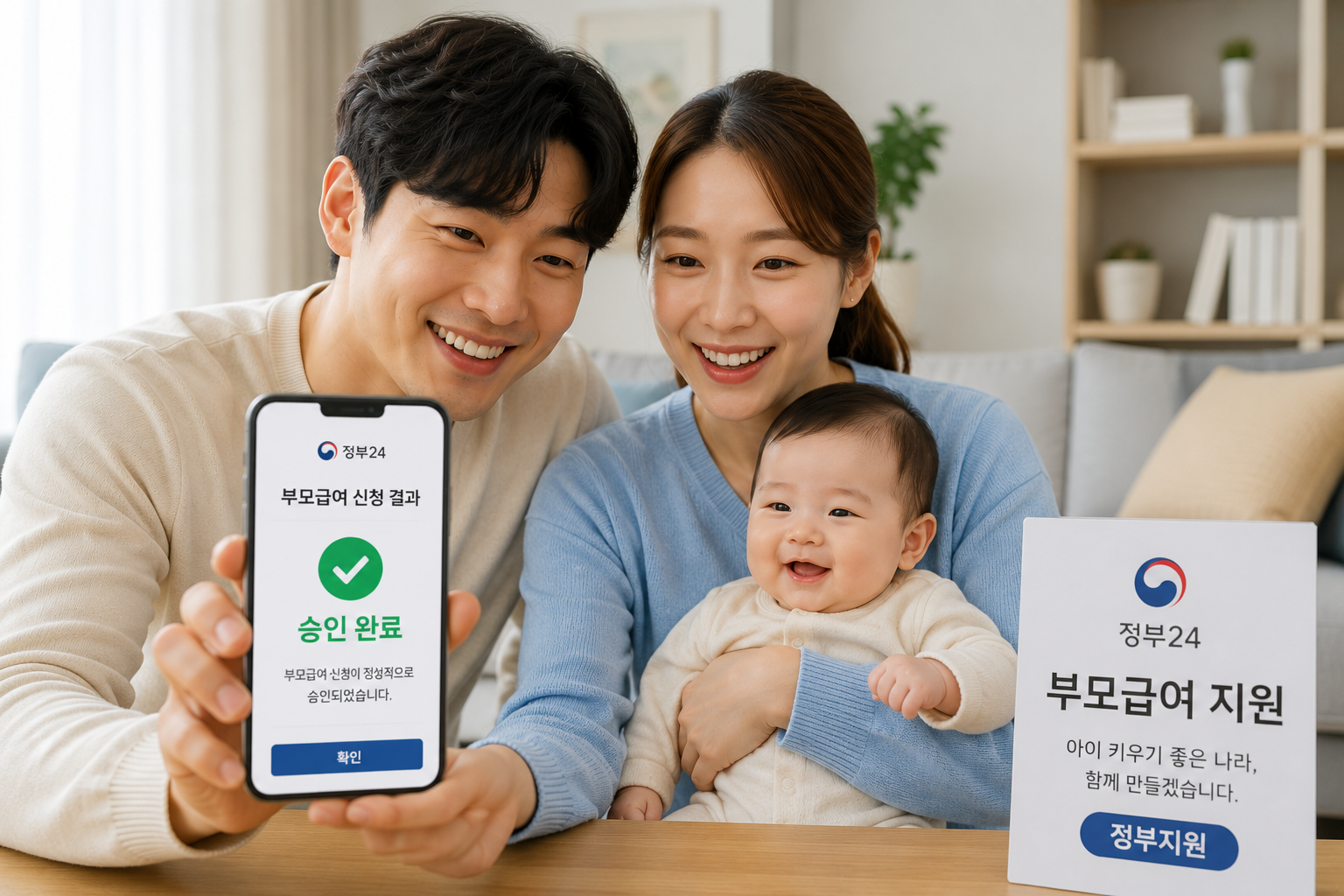 부모급여 신청 결과 및 확인 방법을 안내하는 이미지