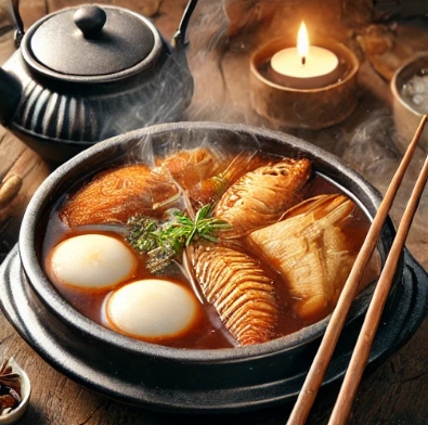 따끈따끈하게 김 이 올라오는 어묵탕 모습