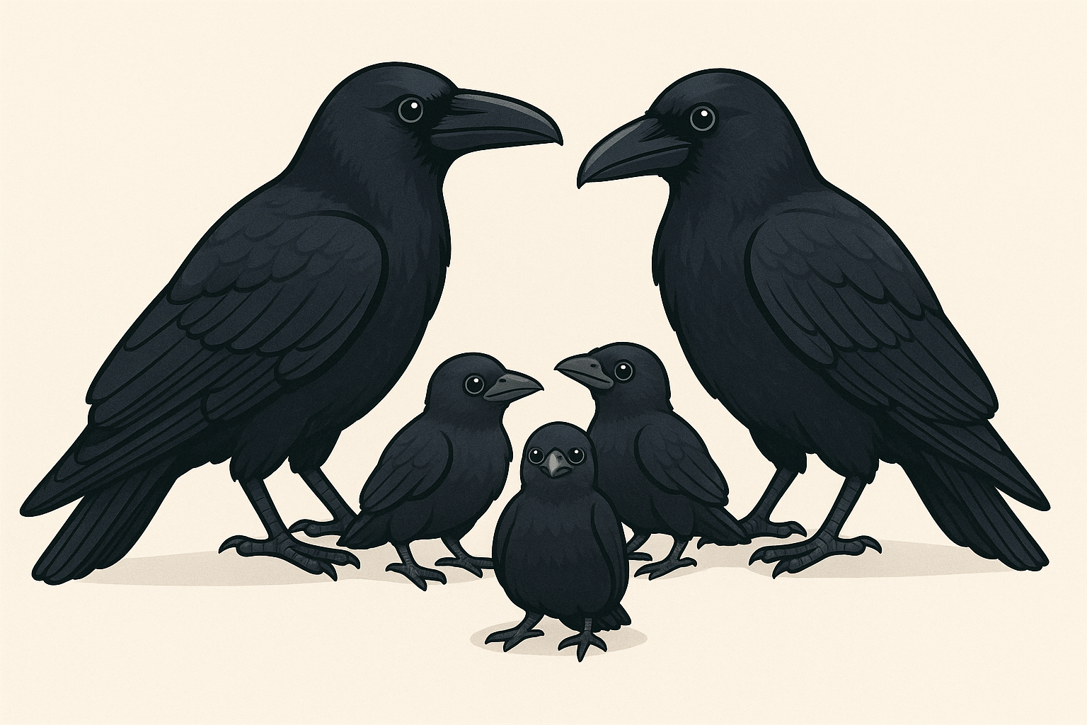 큰부리까마귀가족