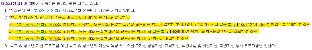 위기청소년 특별지원 법적 지원자격