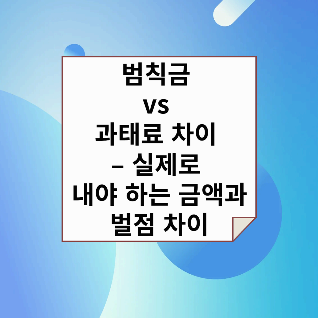 범칙금 vs 과태료 차이 – 실제로 내야 하는 금액과 벌점 차이