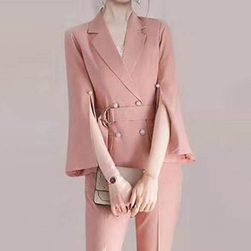 진주 포인트 소매트임 오피스 정장 세트