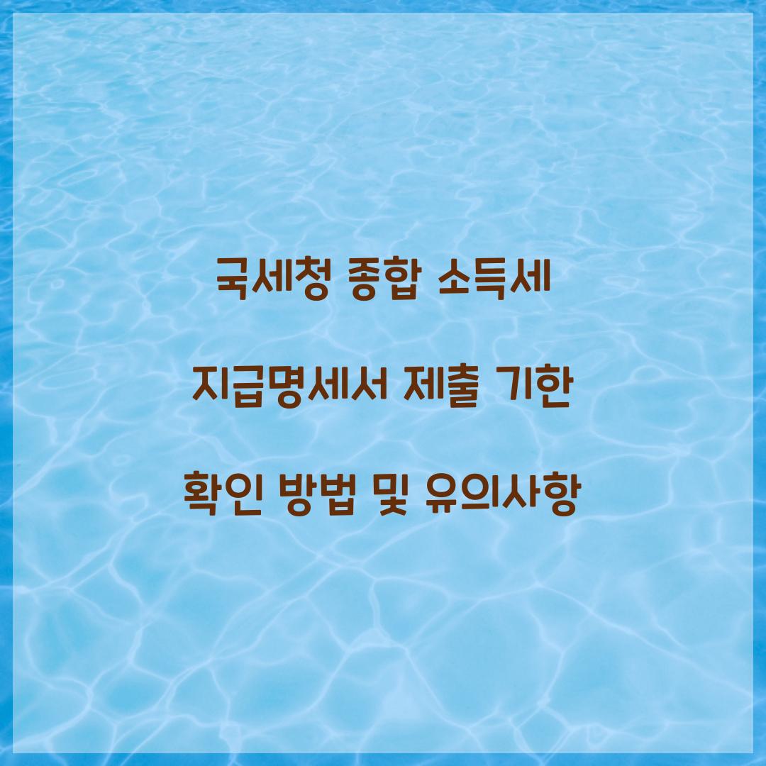 국세청 종합 소득세 지급명세서 제출 기한 확인