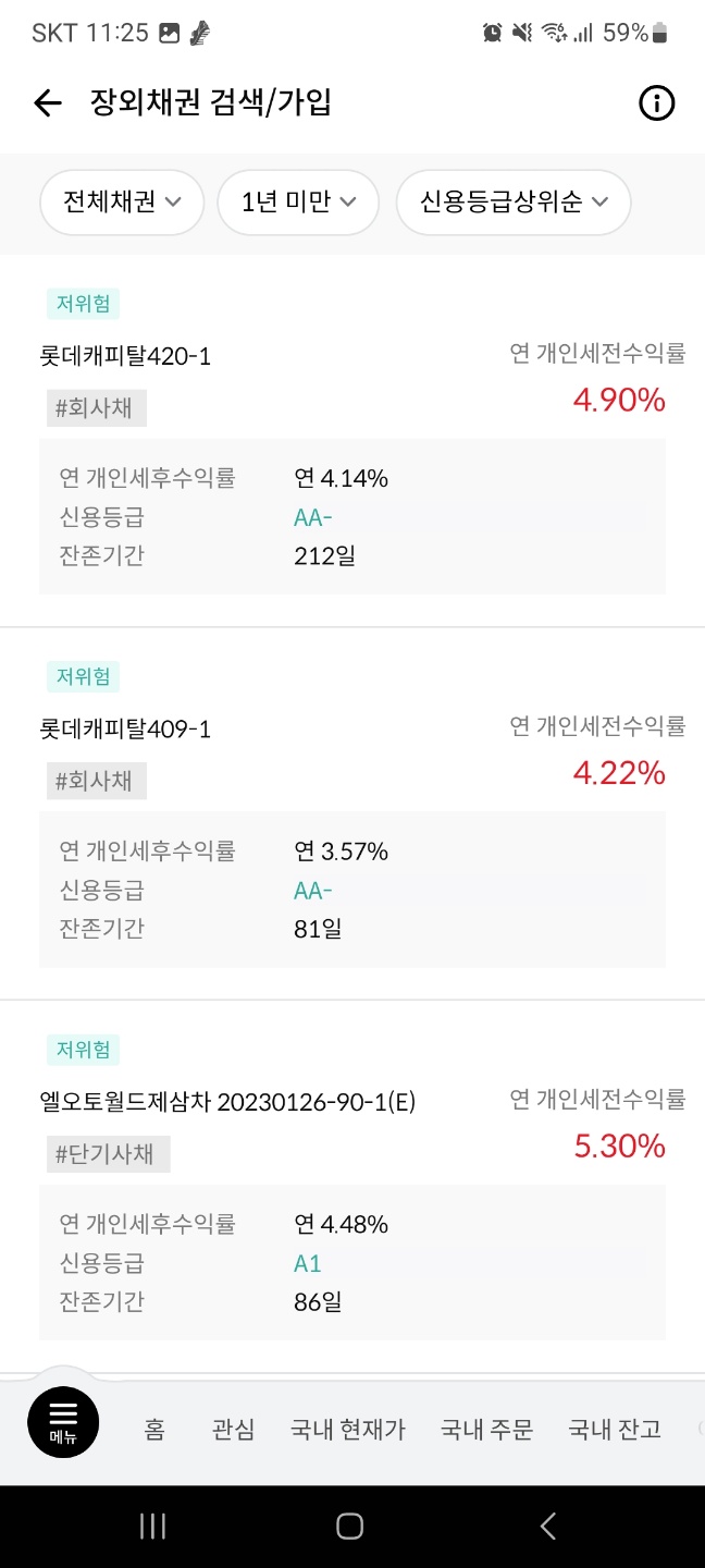 장외채권 목록