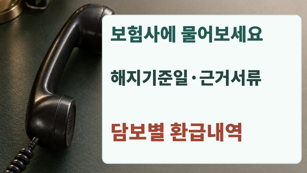 보험사에 해지기준일과 담보별 환급 내역을 문의할 때 확인할 두 가지