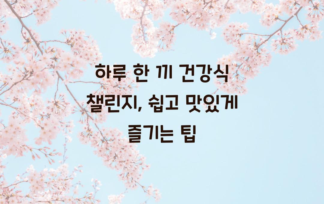 하루 한 끼 건강식 챌린지, 쉽고 맛있게 먹는 방법