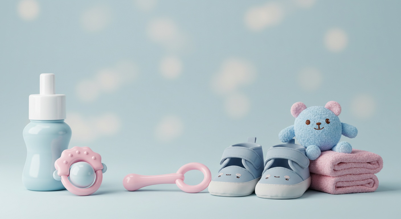 신생아를 안고 있는 부모와 지원금 서류