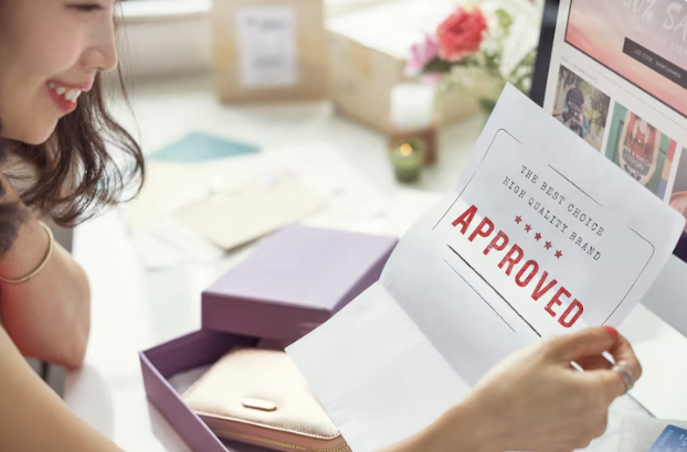 승인되어 기뻐서 웃는 모습 사진