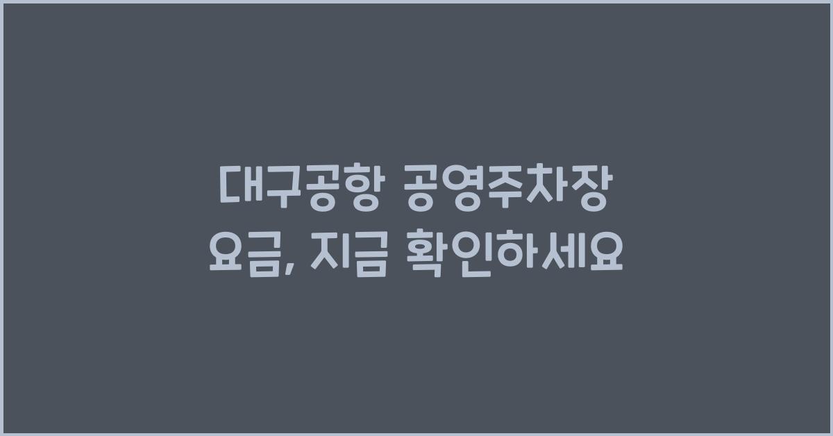 대구공항 공영주차장 요금