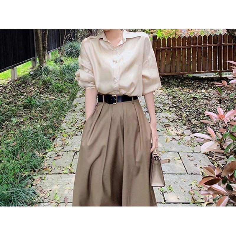 여자 가을 정장 세트 셔츠 스커트 투피스 셋업 하객룩