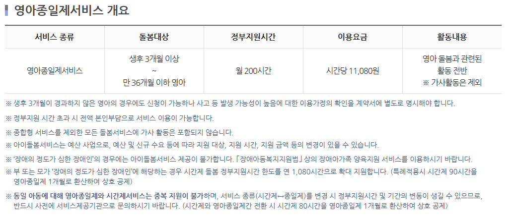 아이돌봄서비스 신청