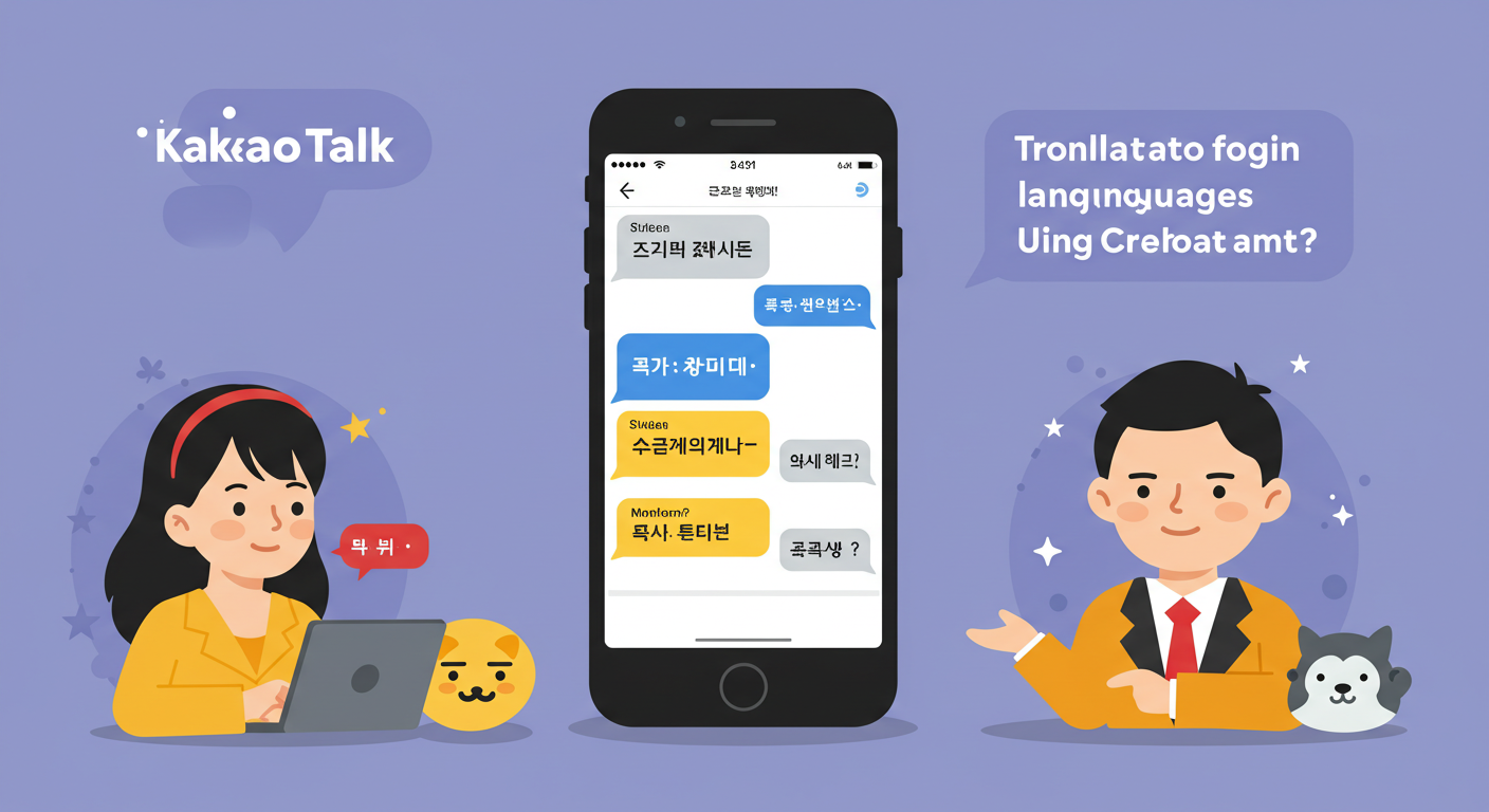 카카오톡으로 외국어 번역을 하는 모습